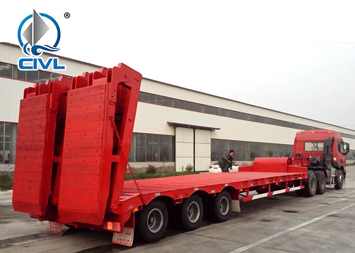 Civl 3 Axles Equipment Low Bed Trailer King Pin 3.5 Inch Q235 Material With Radial Tires