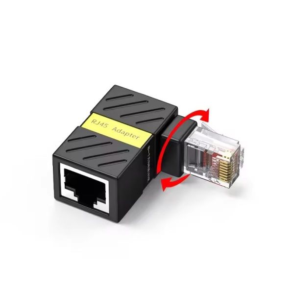 Network RJ45 Adapter Female to Male Cat6A 360 Degree Rotation for LAN Ethernet Network