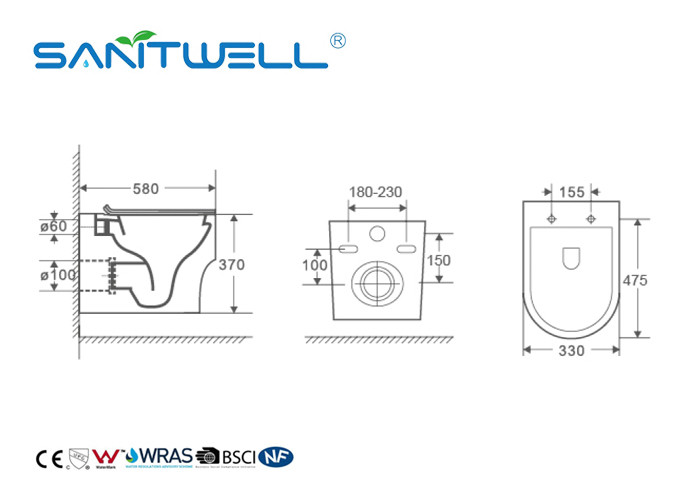 Sanitary Ware Washdown Toilet Ceramic Gravity Flushing Water Saving