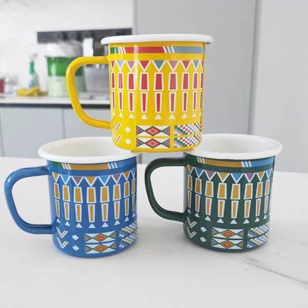 Customized Color Turkish Tea Cup Set Enamel Teapot 0.8L 12L 18L 24L Capacity
