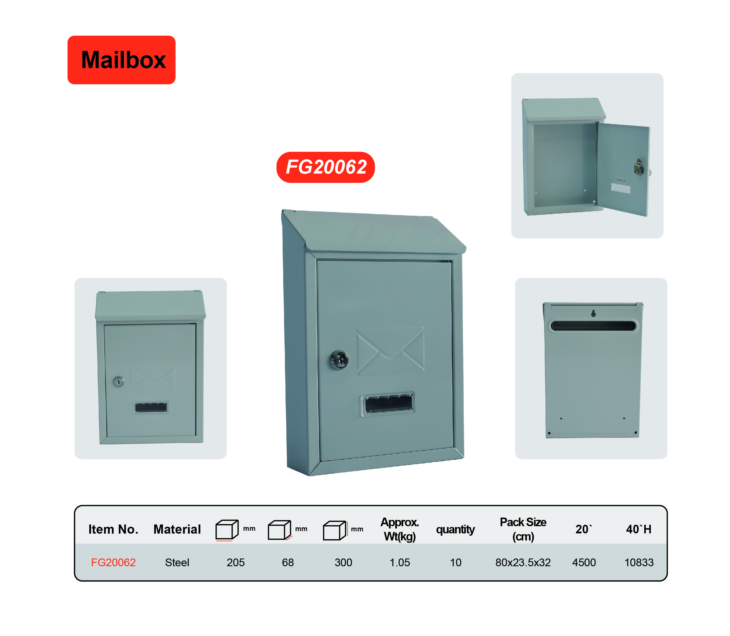 Grey Residential Mailboxes 0.7mm Thickness Apartment Mailboxes
