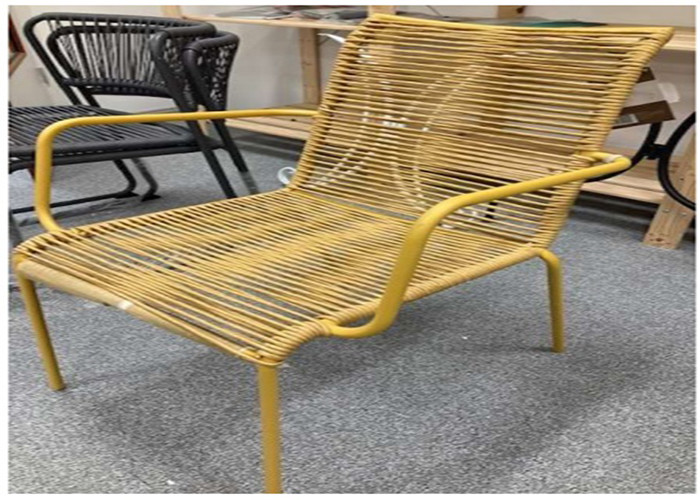 Steel Frame Outdoor Garden Rattan Chair Stackable 76cm