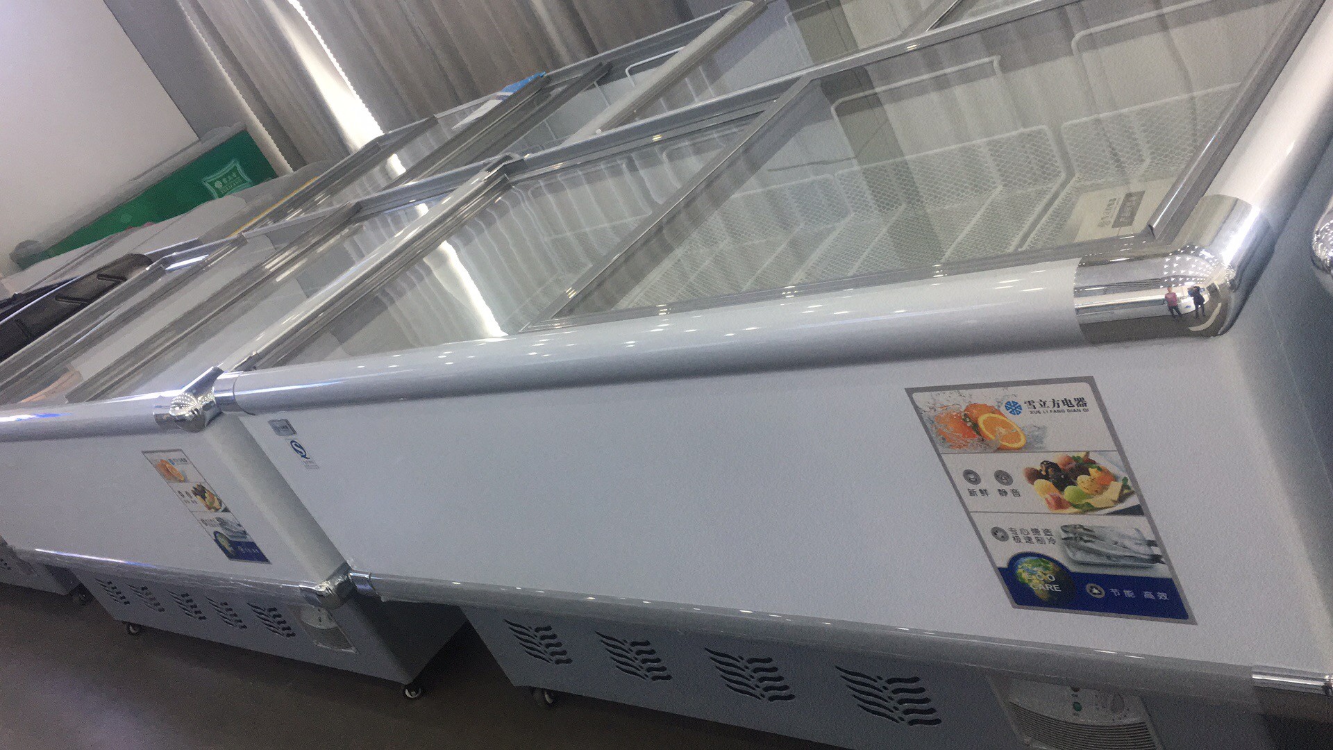Commercial Upright Freezer Glass Door Direct Cooling Refrigeration Display Cabinet
