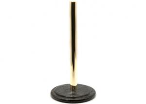 China Upright Black Marble Stone Paper Towel Holder Round Metal Pole on sale