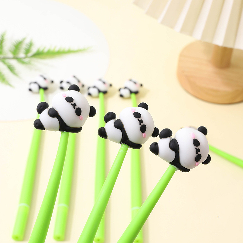 10Pcs Soft Panda Pen Cute Gel Pens Kawaii Cartoon Animal Panda Pens 0.5mm Black Gel Ink Pens Novelty Squishy Pens Signature Pen Fun Writing Pens For