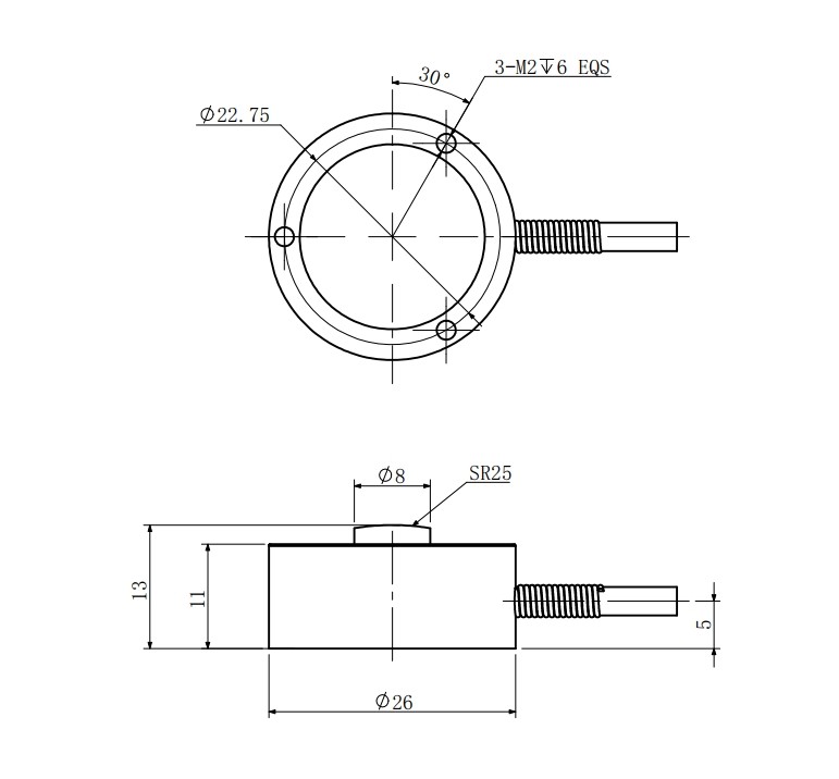 1-3 Ton Miniature Force Sensor , 0-500kg Micro Load Cell Sensor
