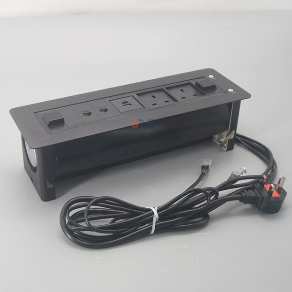 All Aluminum Automation System Electrical Plug Tabletop Outlet With Led Switch