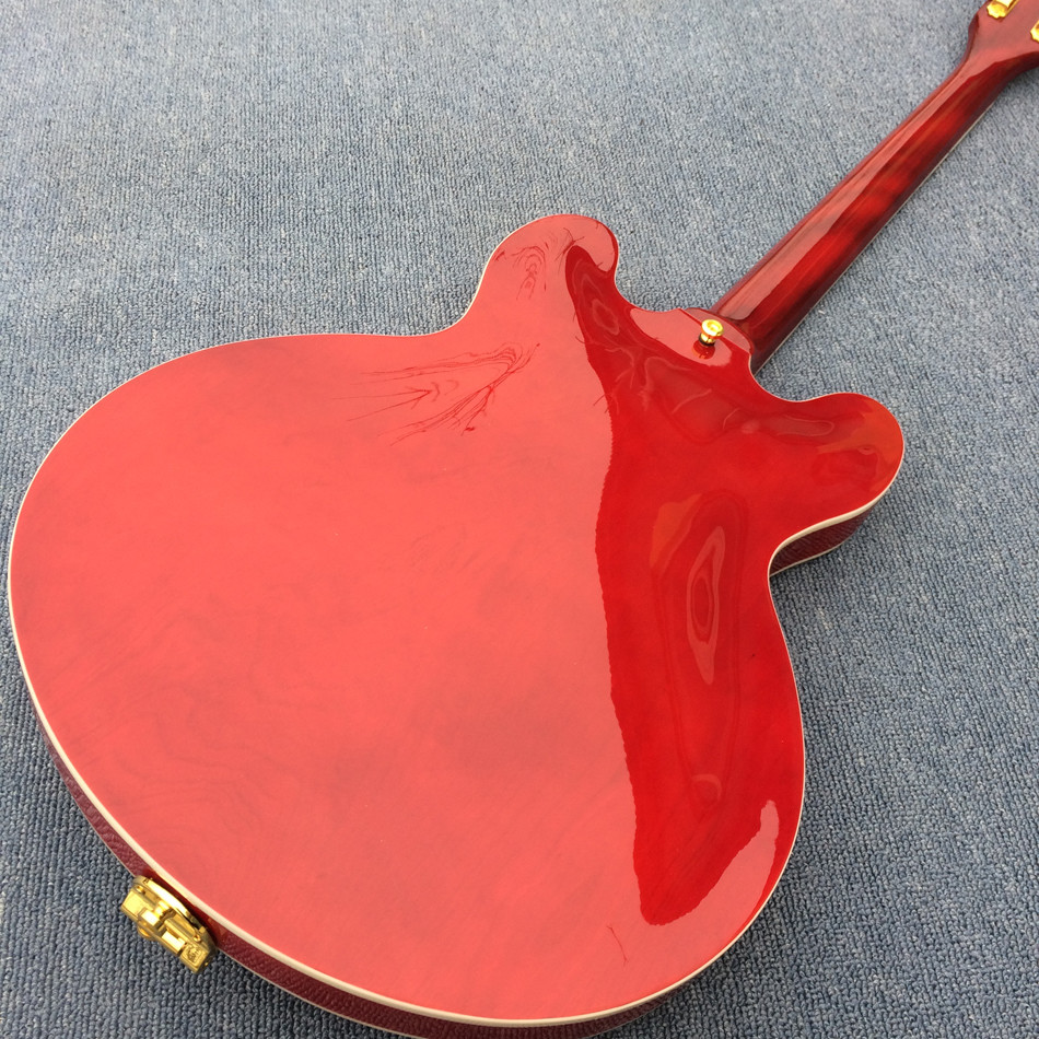 New style high quality custom hollow body Jazz electric guitar, double F hole jazz electric guitar in Sunburst