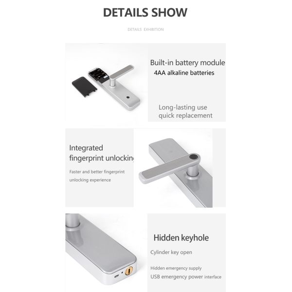 Remote Control Smart Door Lock WiFi Smartphone APP Funciton & Voice Control