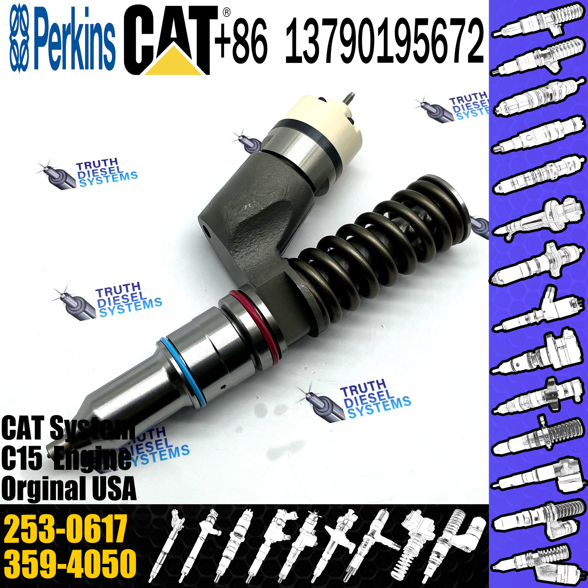 Diesel Fuel Injector 2530616 253-0616 253-0615 253-0617 For CAT Excavator C15 C18 C27 C13 Engine Common Rail Injector No