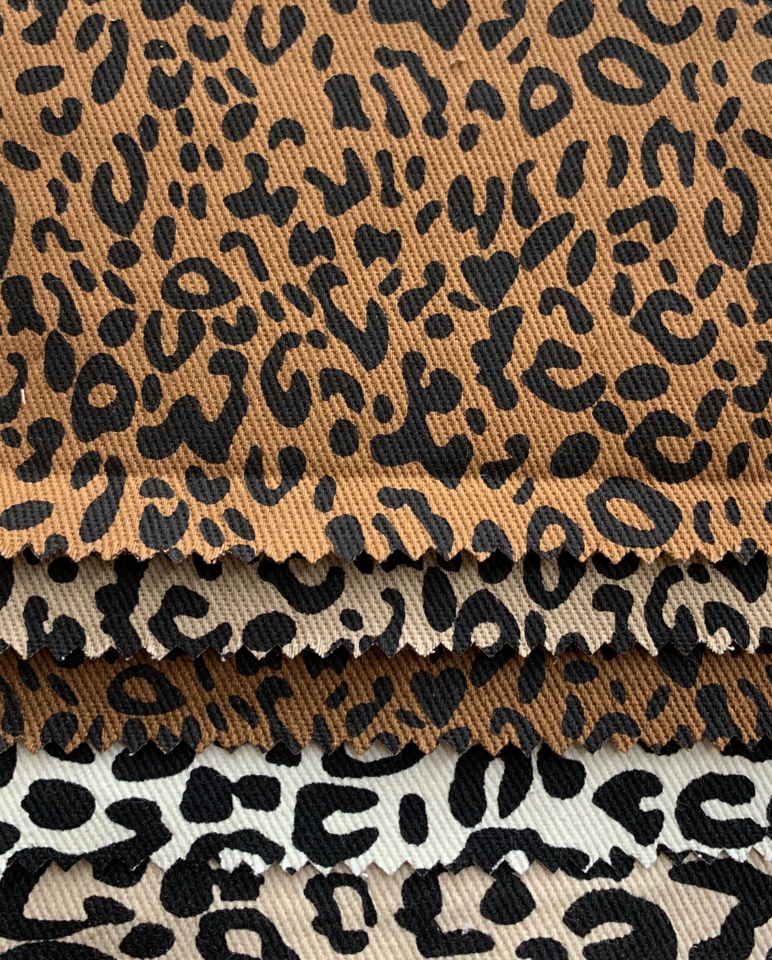 Home Textile 4 Way Stretch Denim Fabric with Leopard Print Competitive 57/58" Width