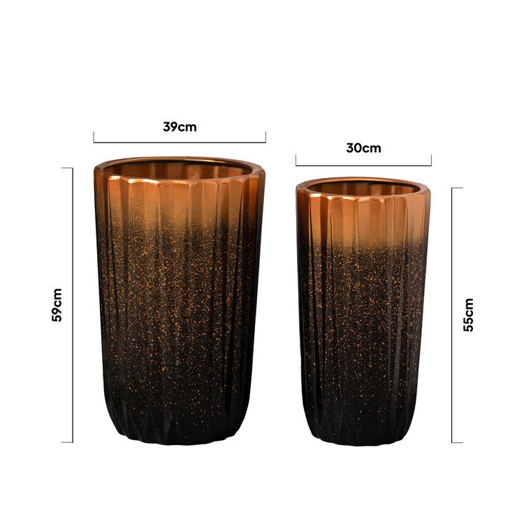 Custom Design Tall Floor Plant Pots Indoor Outdoor Decoration Black Ceramic Flower Pot For Home Garden