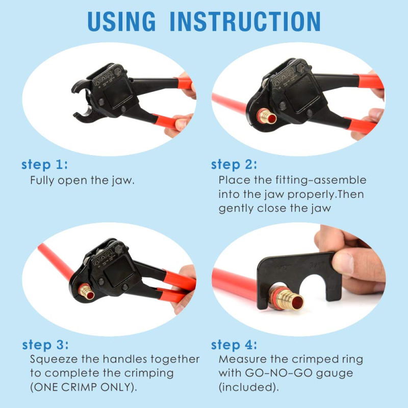 Angle Head PEX Crimping Tool Practical For Copper Rings 3/4 Inch
