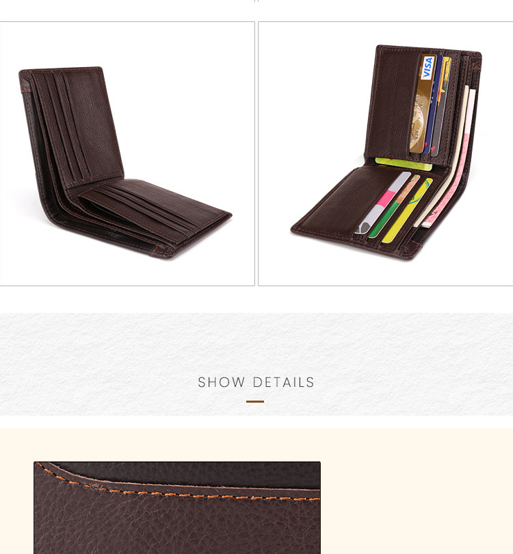 Multi Card Holder Business Retro Genuine Leather Men's RFID Blocking Anti-theft Wallet