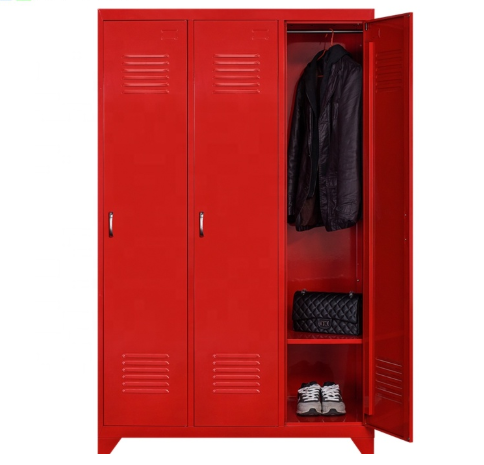 Red Color D500mm 0.194 CBM Wardrobe Steel Cabinet