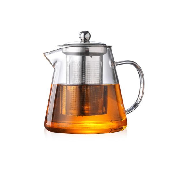 Clear Heat Resistant Glass Teapot With Infuser Round Shape Square Shape