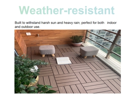 Fire Retardant WPC Garden Tiles WPC Tile Flooring Safe Decking