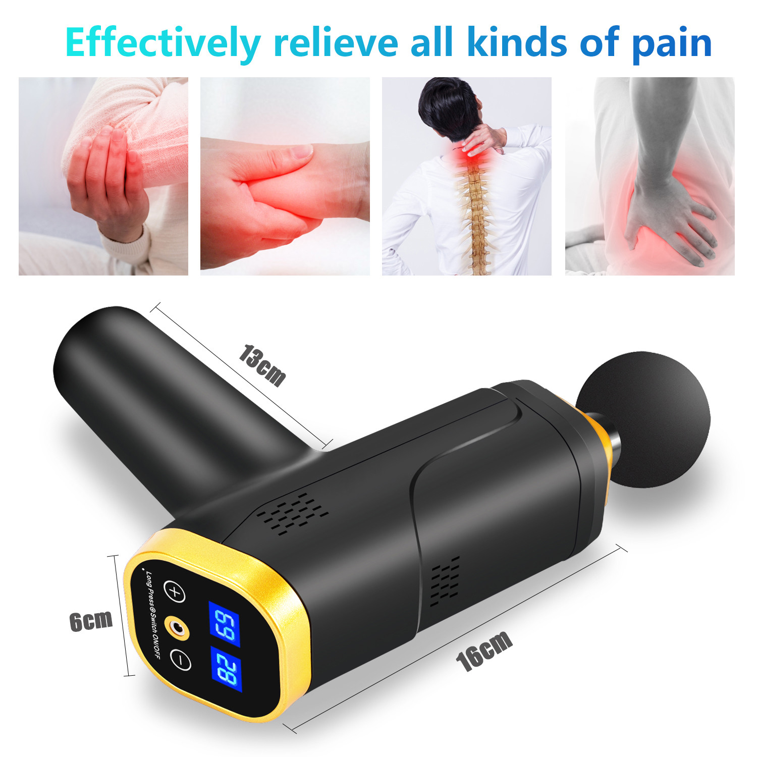 Portable Deep Tissue Massage Gun 1200 - 3300rpm With LCD Screen