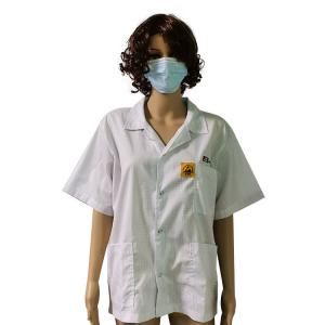 Quality 2.5mm Gird T-Shirt Industrial Work Clothes For Cleanroom ESD Antistatic for sale