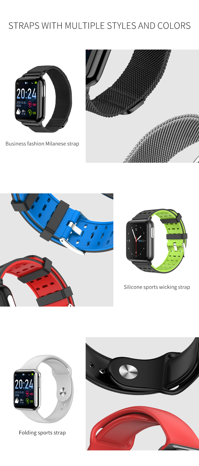 AI HRV ECG Smart Watch Fitness Tracker With Alarm Health