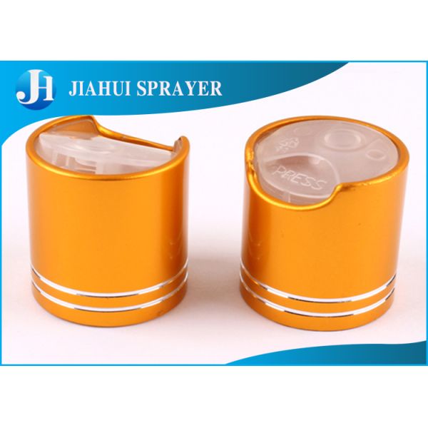 Various Size Plastic Flip Top Caps Gold Or Lucency Non Spill With Customized Color