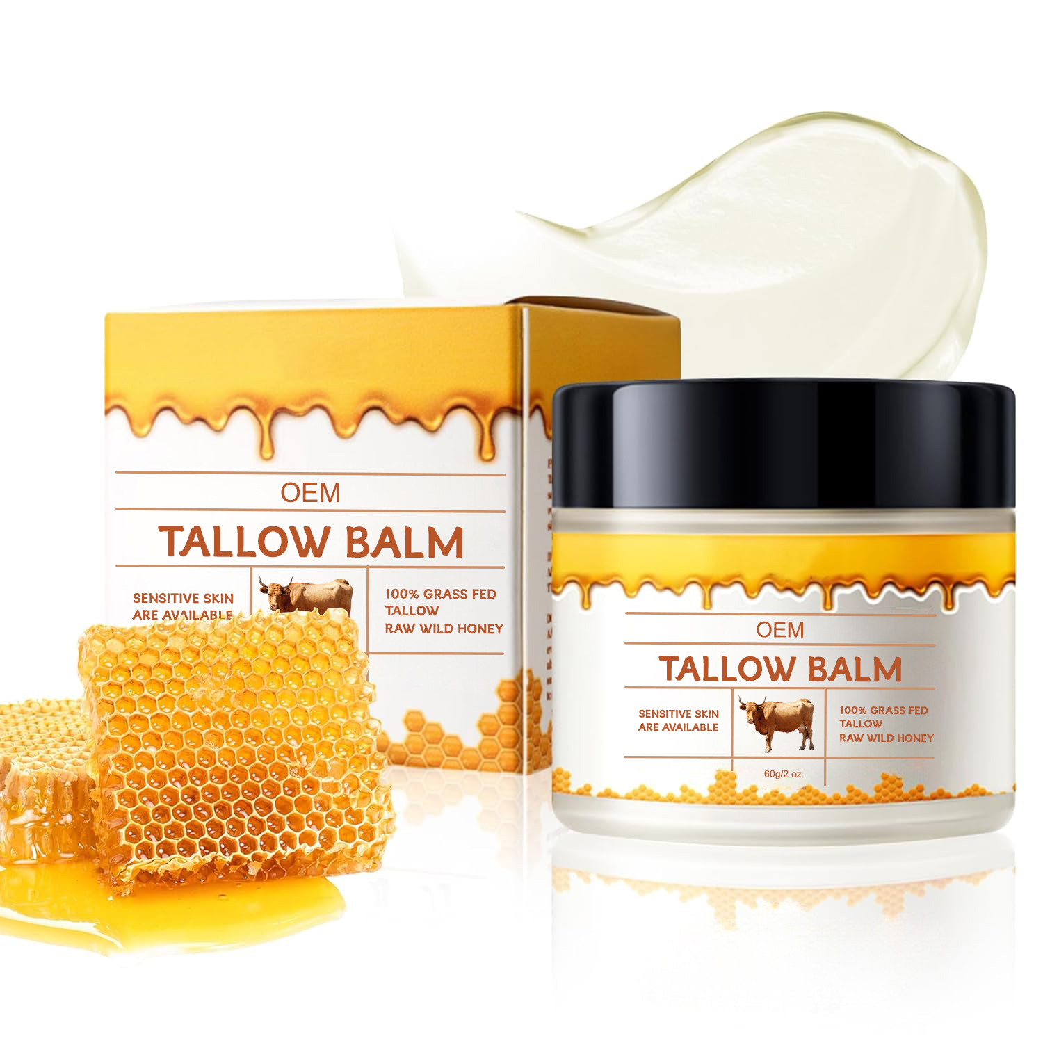 OEM ODM Tallow And Honey Balm Cream Natural Tallow Moisturizer For Face & Body Cream For All Skin Types