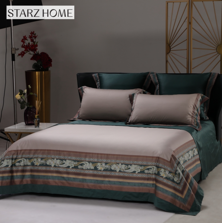 60S Floral Pattern Custom Comforter Cotton Bed Sheets for King Size Luxury Bedding Set