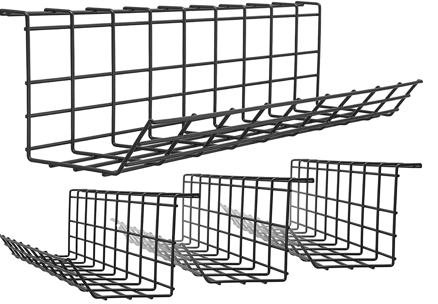 Organize Your Desk Cables with No Drill Carbon Steel Cable Tray and Wire Organizer