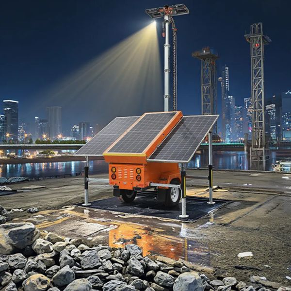 Portable Solar Light Tower Surveillance Tower Lighting Mining Operations Mobile Lighting Tower