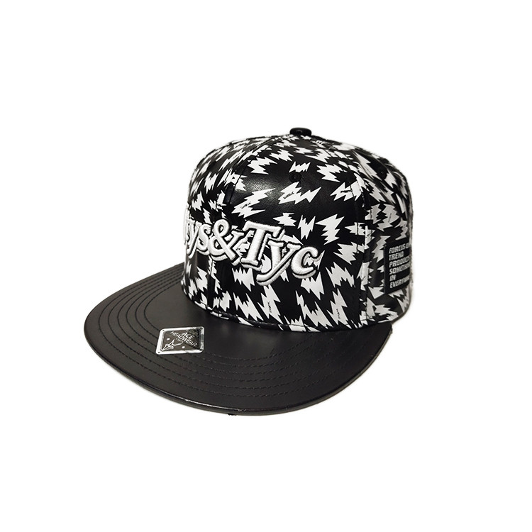 Durable PU Fabric Flat Brim Snapback Hats Size 56-58cm Full Printed