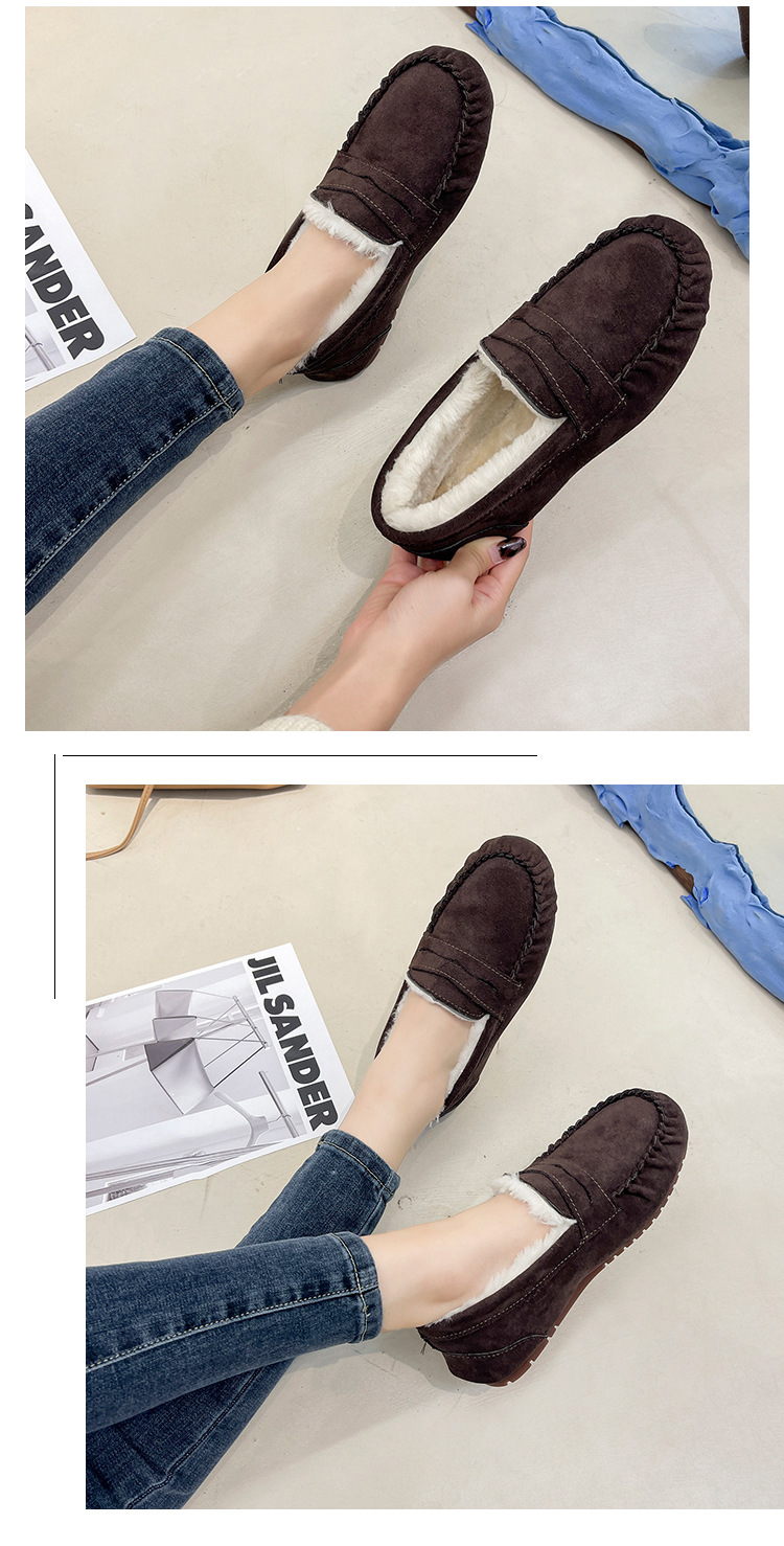 Warm Low Heel Round Toe Velvet Cotton Plush One Step Shoes for Commuter