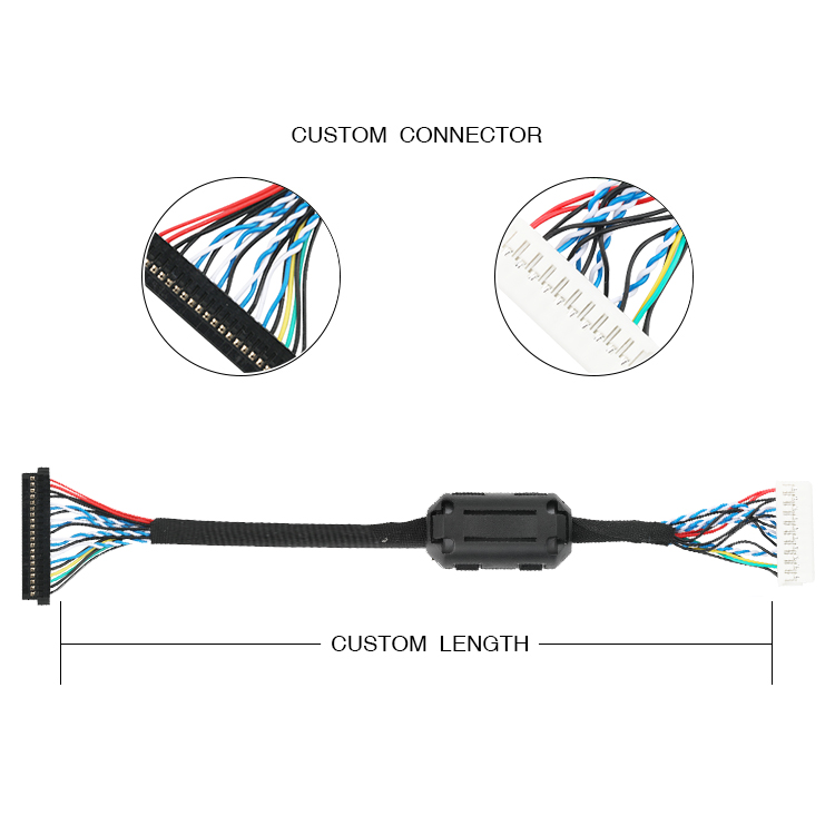 LVDS EDP cable assembly JST PHDR-20V to JAE FI-S20S lvds connector cable