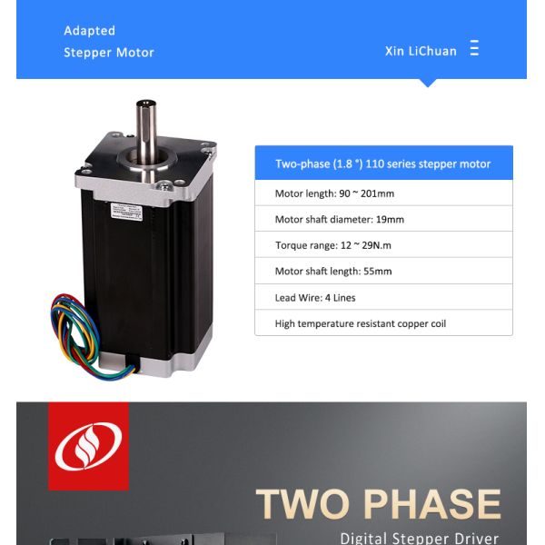 CNC 2 Phase 110mm 22N.M Nema 42 LC110-150+MC2280H Hybrid Stepper Motor And Driver Kit