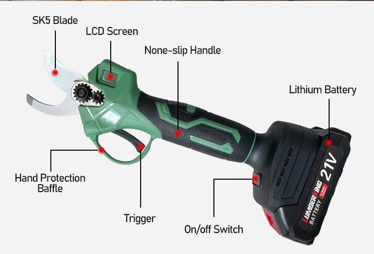 21V Battery Powered Pruning Shears Secateurs Pruner For Garden Tools Farm