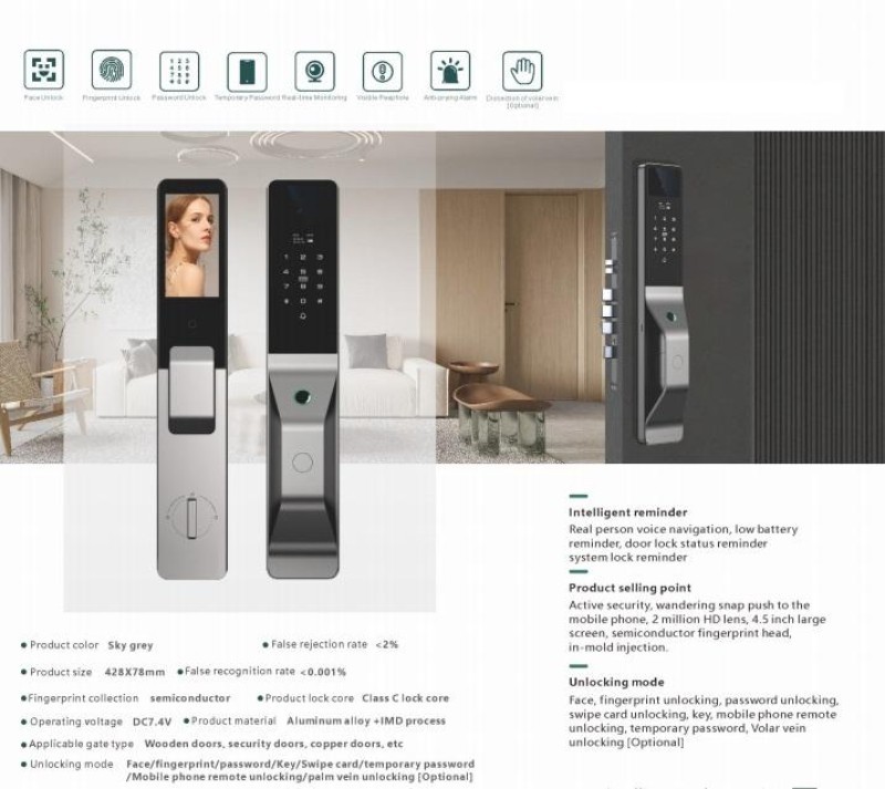Slim Smart Mortise Lock Hook Waterproof Keyless fit Thickness Aluminum Door Lock