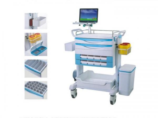 Buy Tablet Mobile Medical Trolley With Drawers Hospital Plastic Anesthesia Trolley With Storage Box at wholesale prices