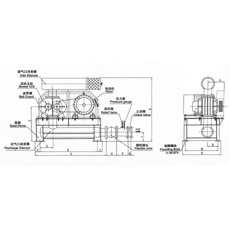 DN150 Roots Air Blower, oxygen generator for aqua farms blower