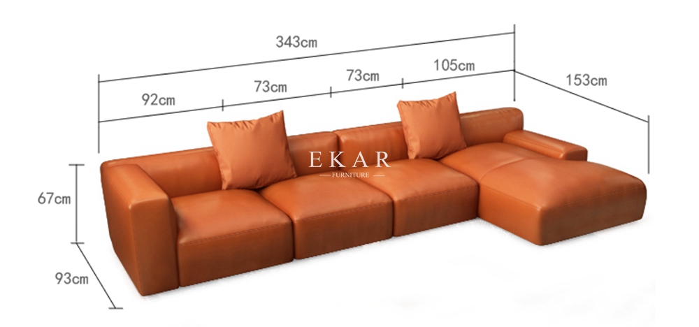 Nordic New Fashion L Shape Upholstered Living Room Furniture Leather Sofa Set