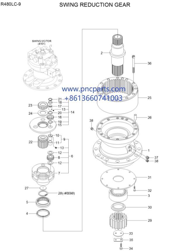 31QB-10141 R480-9 Hyundai Excavator Swing Reduction Gear