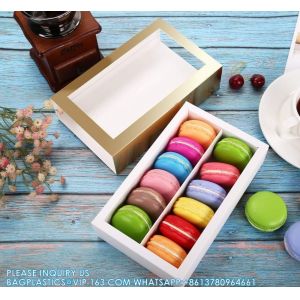 Macaron Packaging Boxes With Clear Window Gold Without Macarons Inside Rose Gold