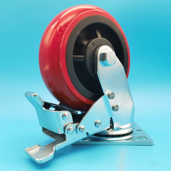 Wear resistant Industrial Heavy Duty Casters Singel PP Castors 6" Lockable Wheels Brake Swivel Fixed Furniture Office Equipment