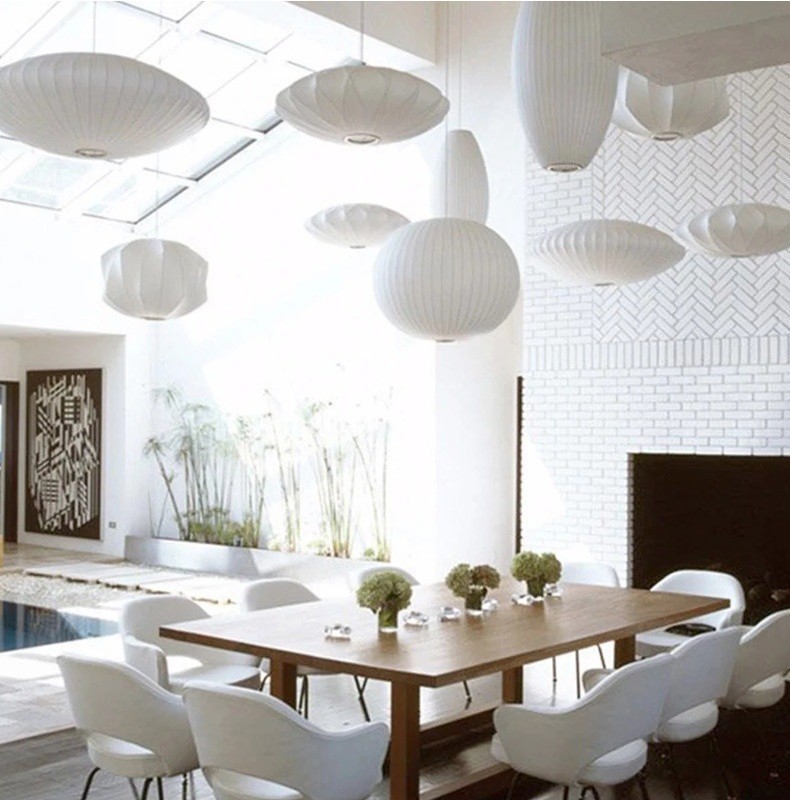 Modern Minimalist Multi Shape Pendant Light Silk Like Nordic Chandelier For Dining Room