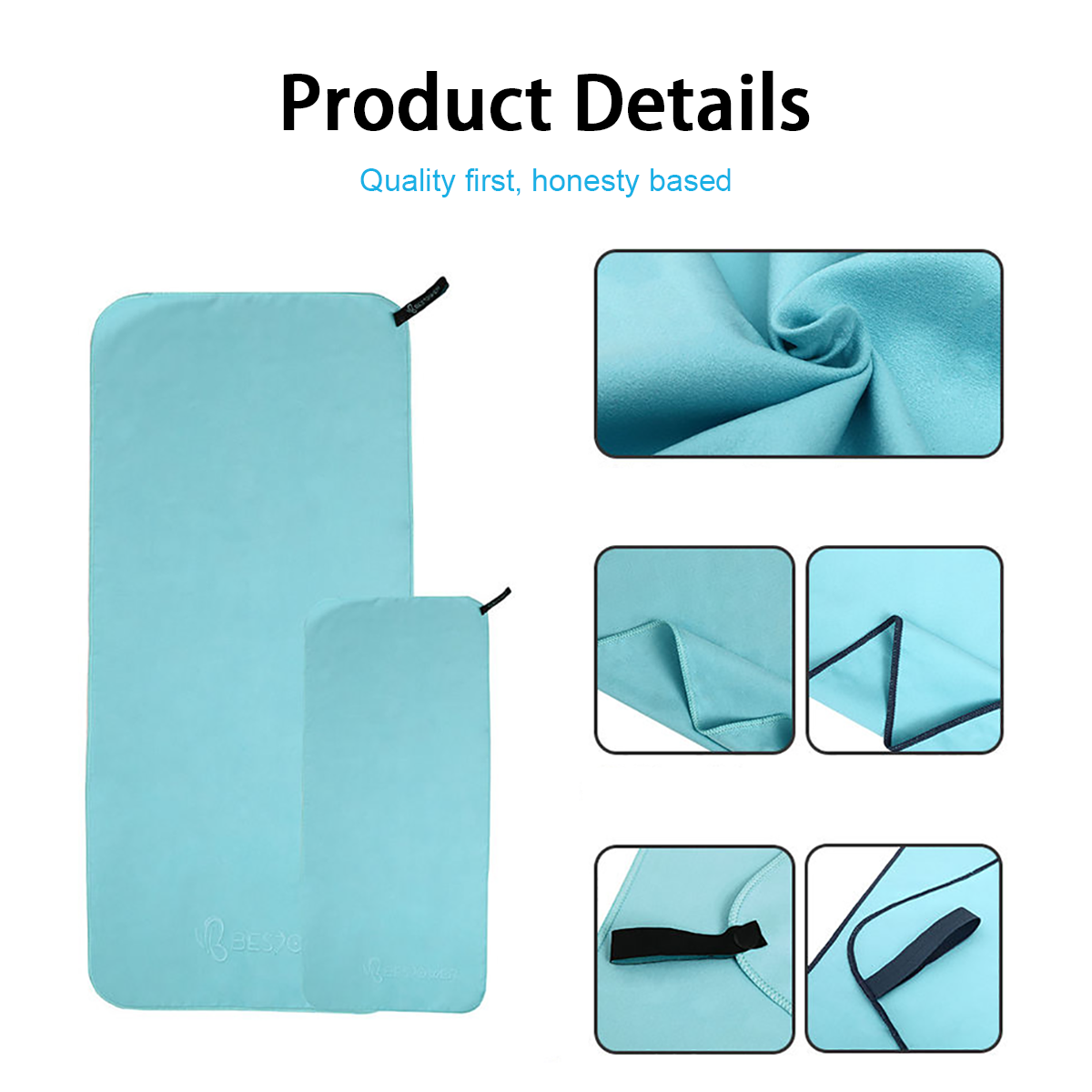 Breathable Sand Free Sweat Absorbent Custom Logo Microfiber Sports Towel