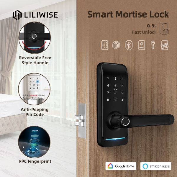Waterproof Electronic Door Locks Bluetooth Smart Mortise Door Handle Lock