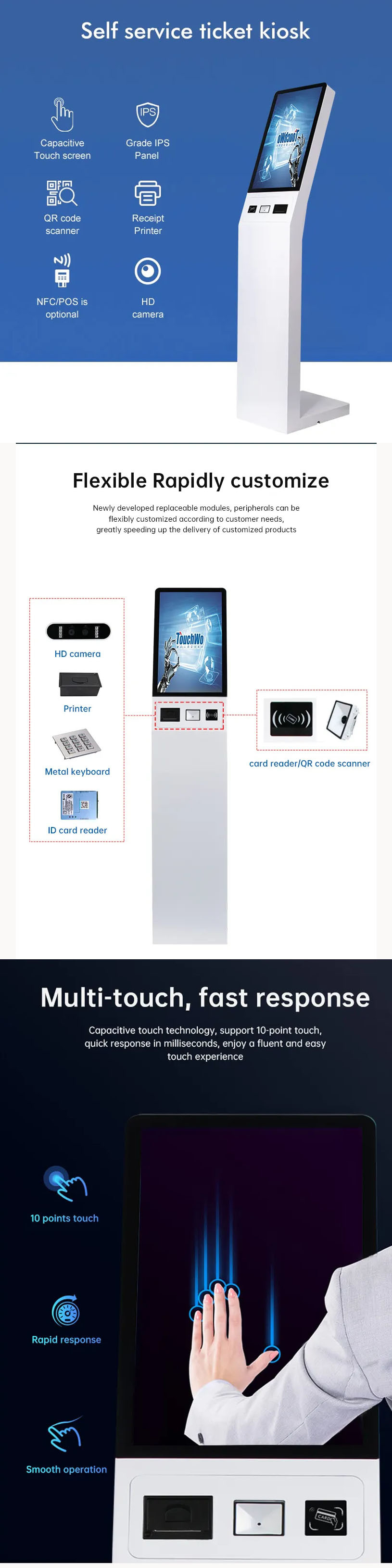 Automatic Service Ordering Lcd Pos Machine