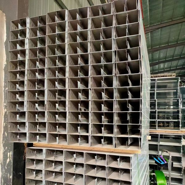 Close-up view of stainless steel cable tray construction