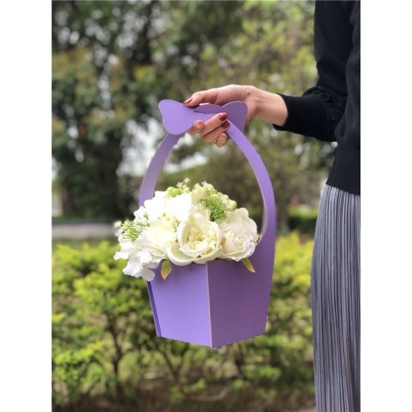 Fresh Rose Packaging Made Easy Custom Foldable Hanging Florist Bouquet Box with Handle