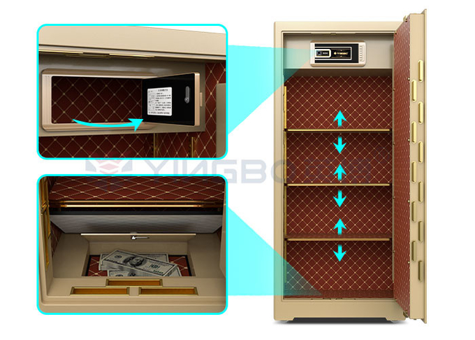 H1580mm Fingerprint Safe Box With Patented Double Rows Bolts And Zinc Alloy Handle