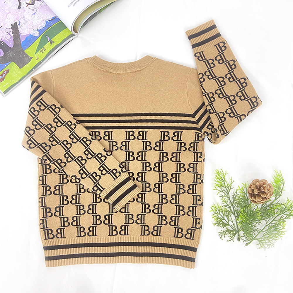 Jacquard Knitted Crew Neck Autumn Winter Infant Clothing Toddler pullover Kids Boy Baby Sweater