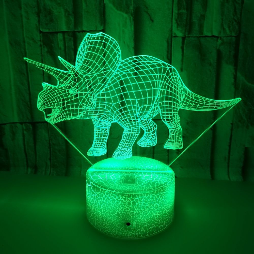 Foreign trade new dinosaur 3D night light Colorful touch LED visual light Gift atmosphere LED stereo table lamp